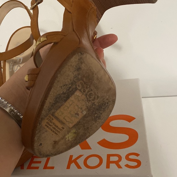 Kors by Michael Kors cognac open toe platform pump.  SALE! - Picture 6 of 11